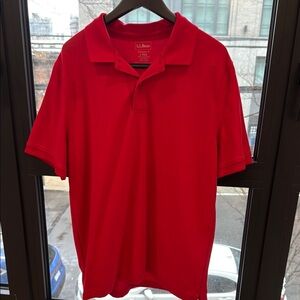 L.L. Bean Red Polo Shirt Vibrant Cotton Blend